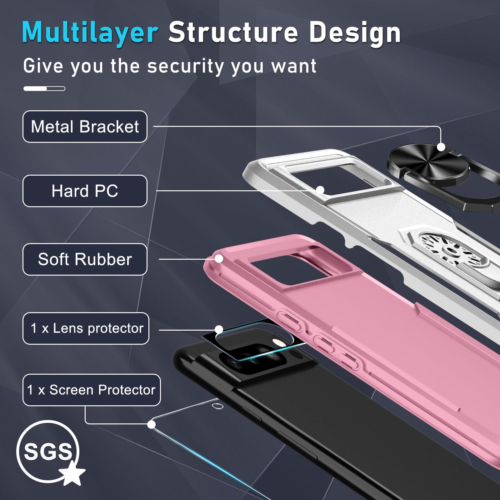 Foto 4 | Funda Janmitta para Google Pixel 8 Pro con Protector de Pantalla- Venta Internacional