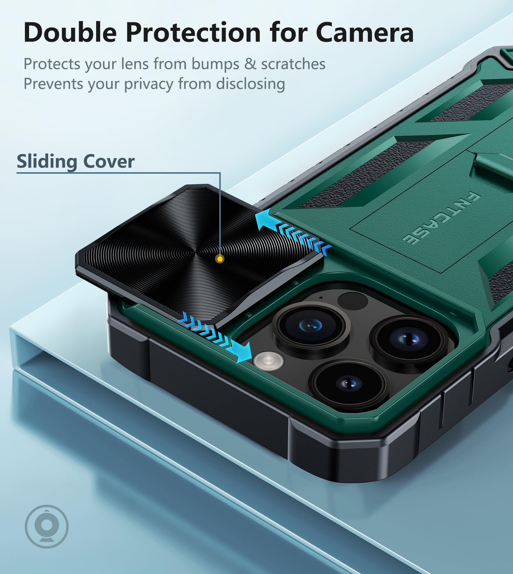 Foto 3 | Funda Fntcase para iPhone 15 Pro con Soporte Verde - Venta Internacional