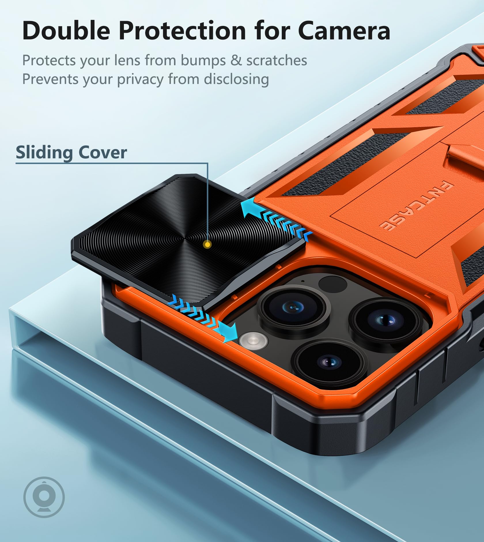 Foto 4 pulgar | Funda Fntcase para iPhone 15 Pro con Soporte Anaranjada - Venta Internacional