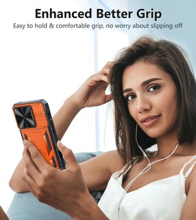 Foto 4 | Funda Fntcase para iPhone 15 Pro con Soporte Anaranjada - Venta Internacional