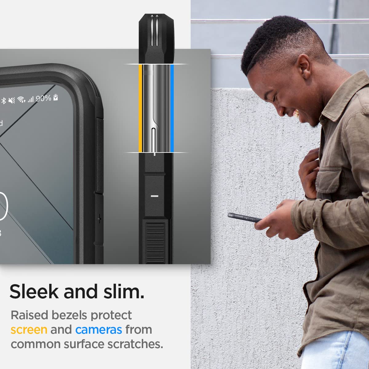 Foto 6 pulgar | Funda de Teléfono Spigen Negra Tough Armor para Galaxy S22 - Venta Internacional