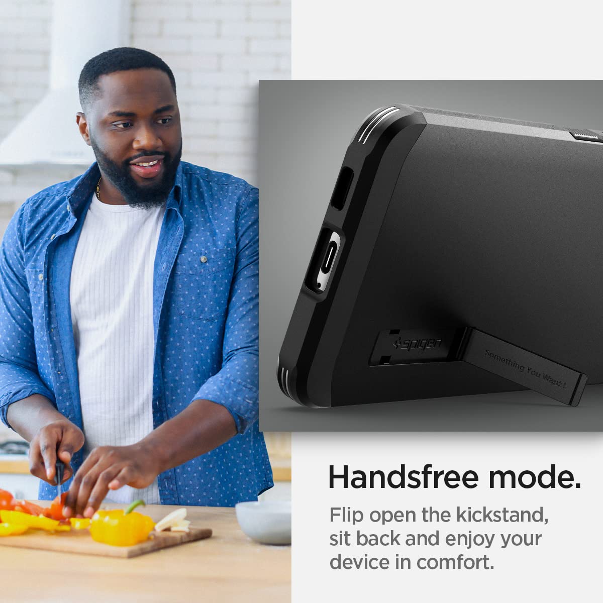Foto 6 | Funda de Teléfono Spigen Negra Tough Armor para Galaxy S22 - Venta Internacional