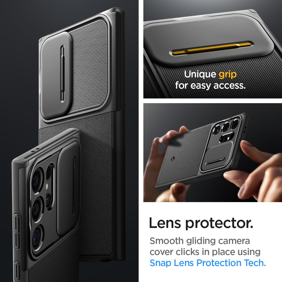 Foto 5 pulgar | Funda Spigen Optik Armor Negro para Galaxy S24 Ultra - Venta Internacional
