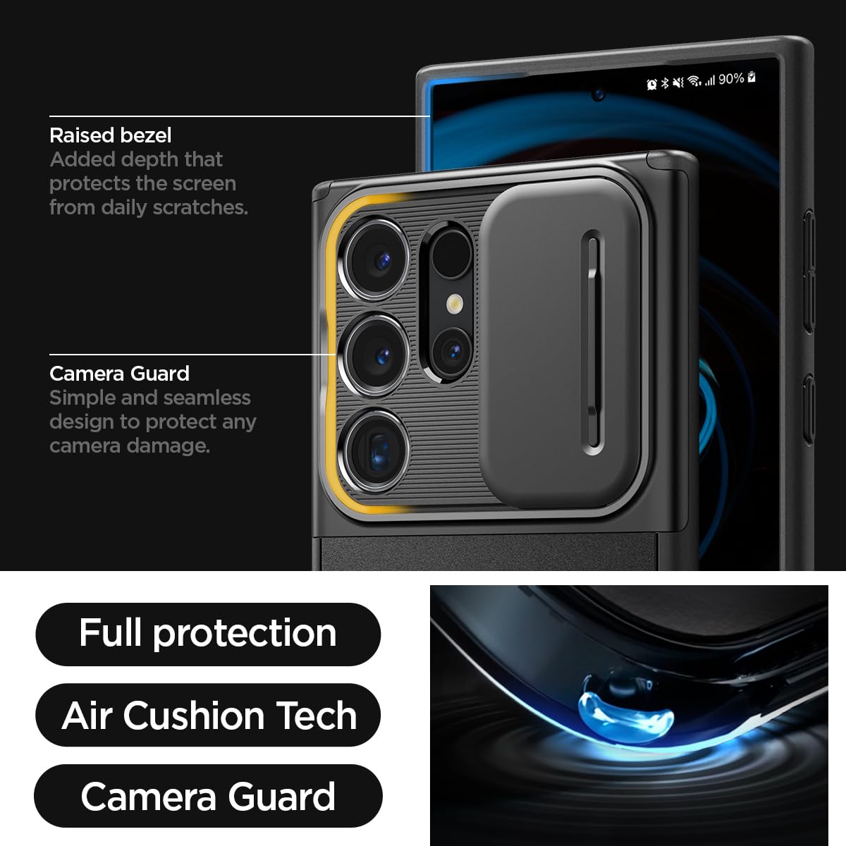 Foto 6 pulgar | Funda Spigen Optik Armor Negro para Galaxy S24 Ultra - Venta Internacional