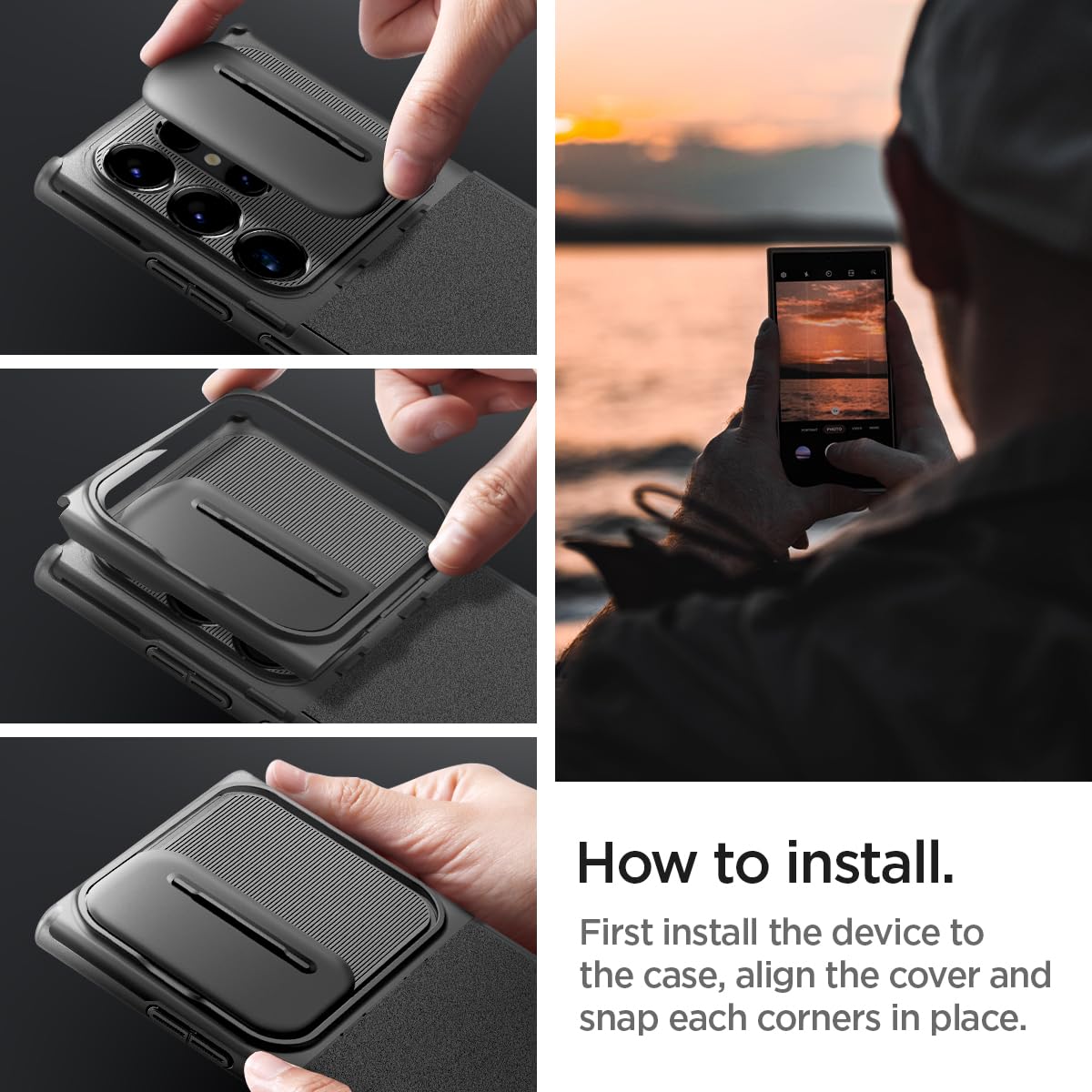Foto 7 pulgar | Funda Spigen Optik Armor Negro para Galaxy S24 Ultra - Venta Internacional