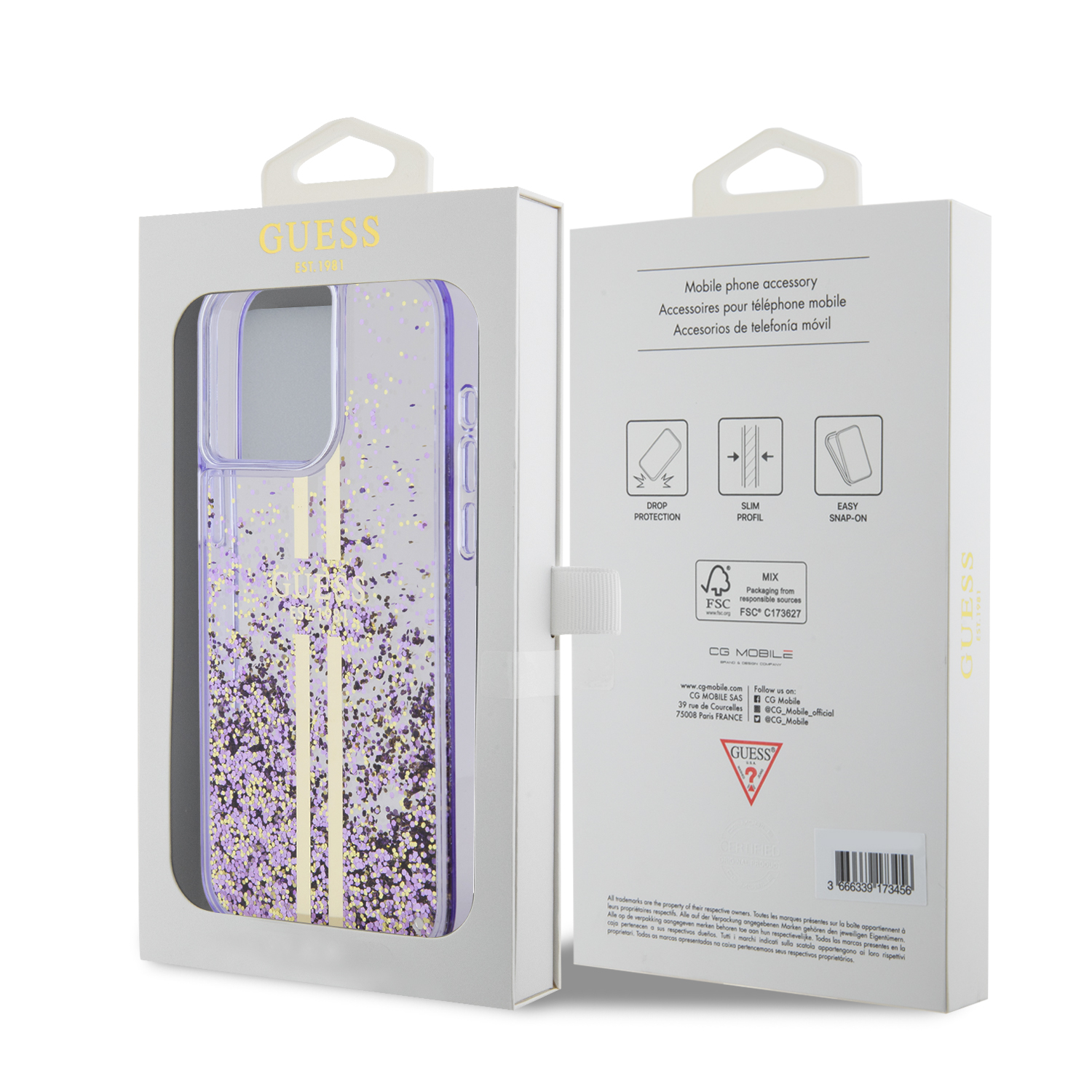 Foto 9 pulgar | Funda Guess Púrpura para iPhone 15 Pro Max