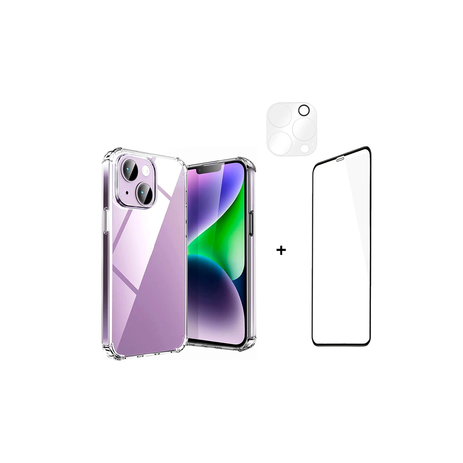 Foto 2 pulgar | Kit de Funda con Película y Cristal de Cámara para IPhone 14 - Venta Internacional