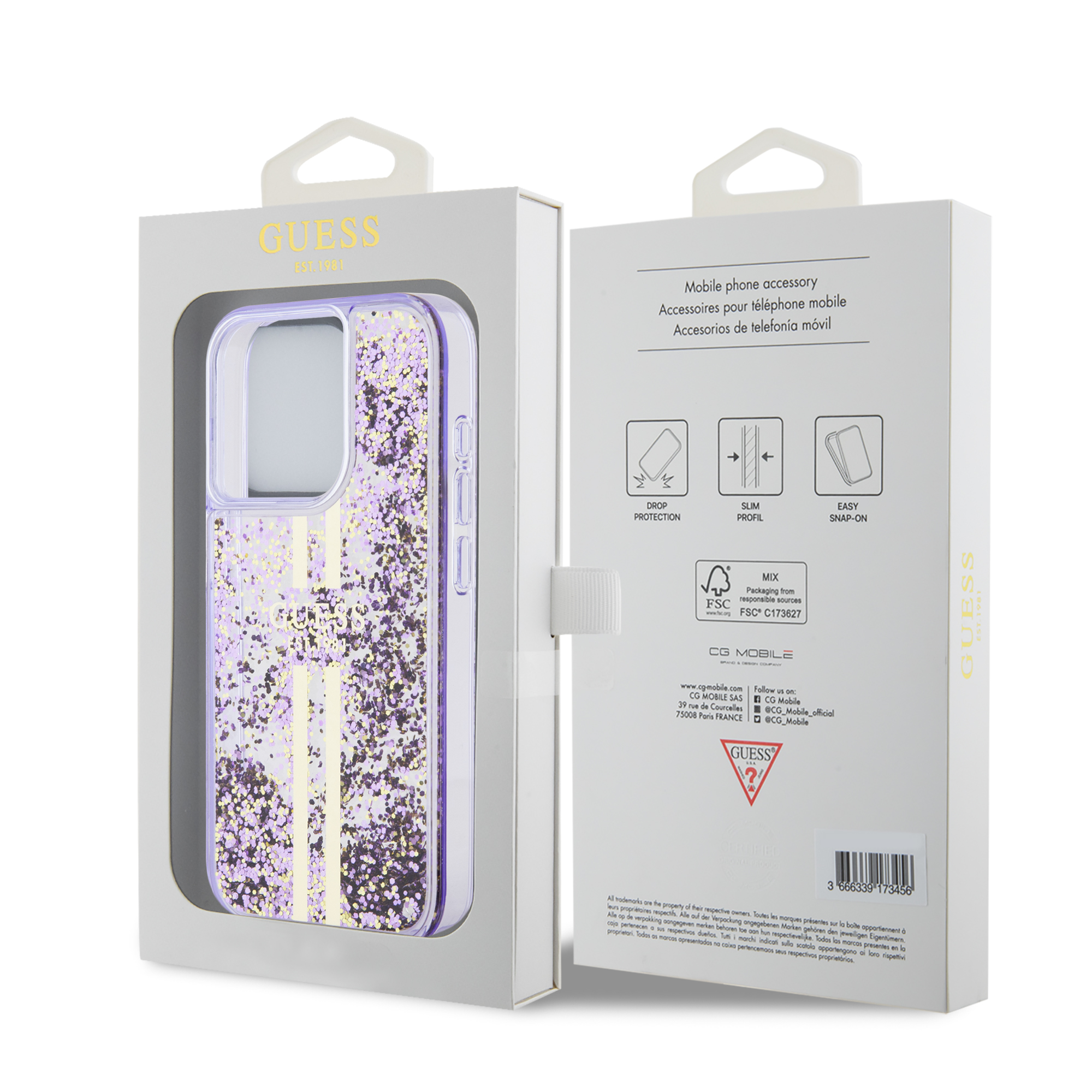 Foto 9 pulgar | Funda Guess Morada para iPhone 15 Pro