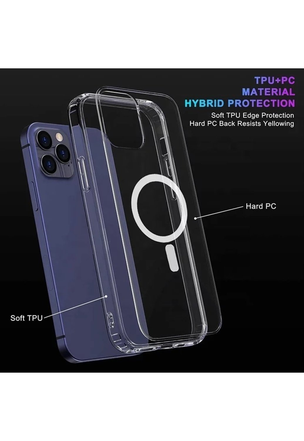 Foto 4 pulgar | Funda de Teléfono Transparente Premium Magsafe para IPhone 12/12 Pro - Venta Internacional