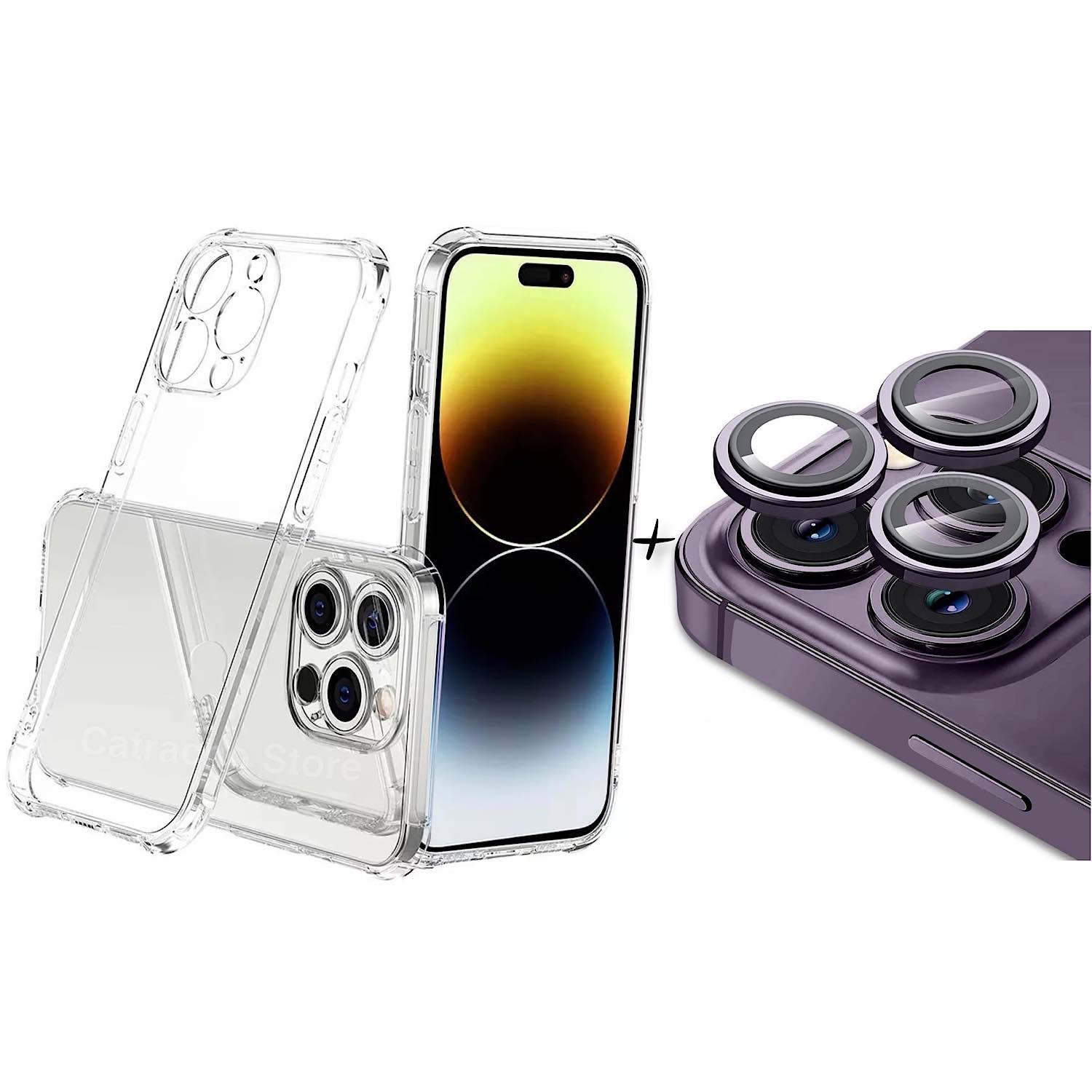 Funda con Protector de Cámara para iPhone 14 Pro Transparente - Venta Internacional