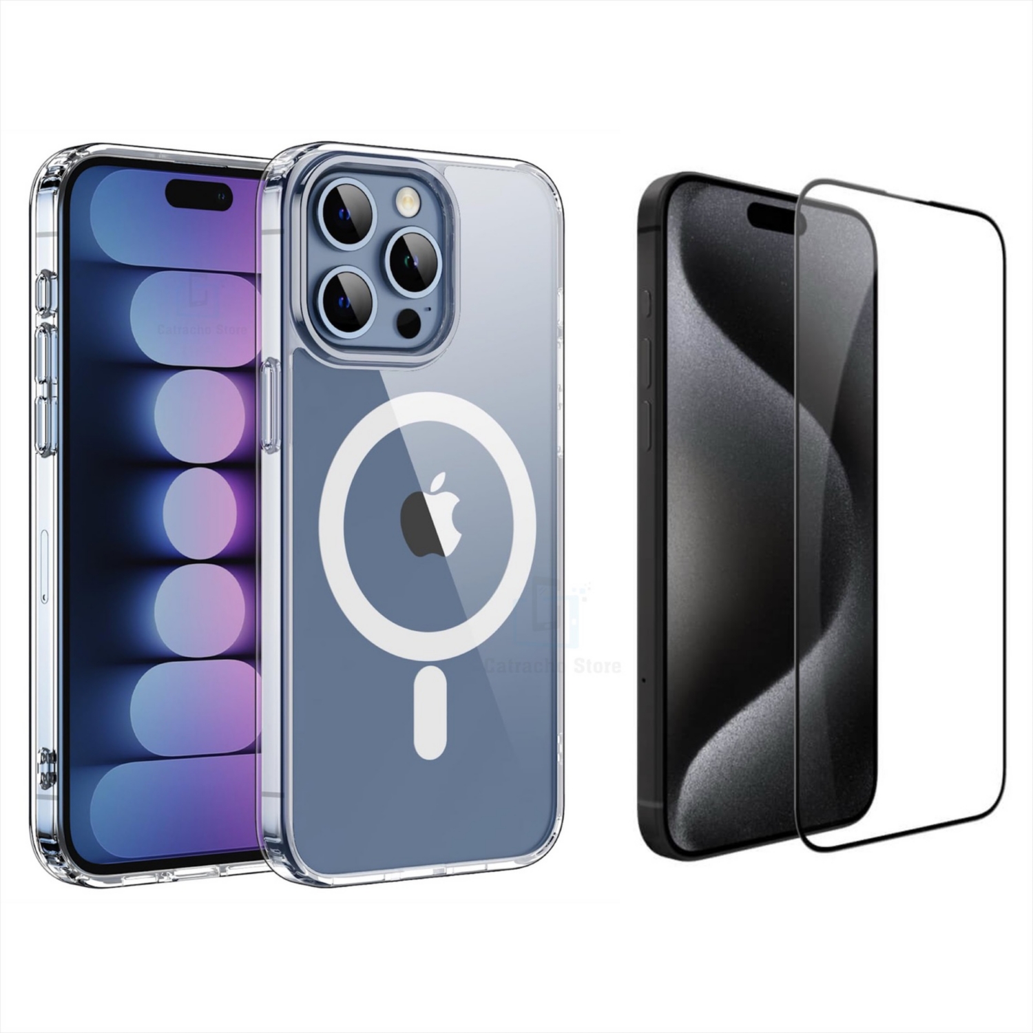 Funda con Protector de Pantalla de Cristal Magsafe para iPhone 15 Pro - Venta Internacional