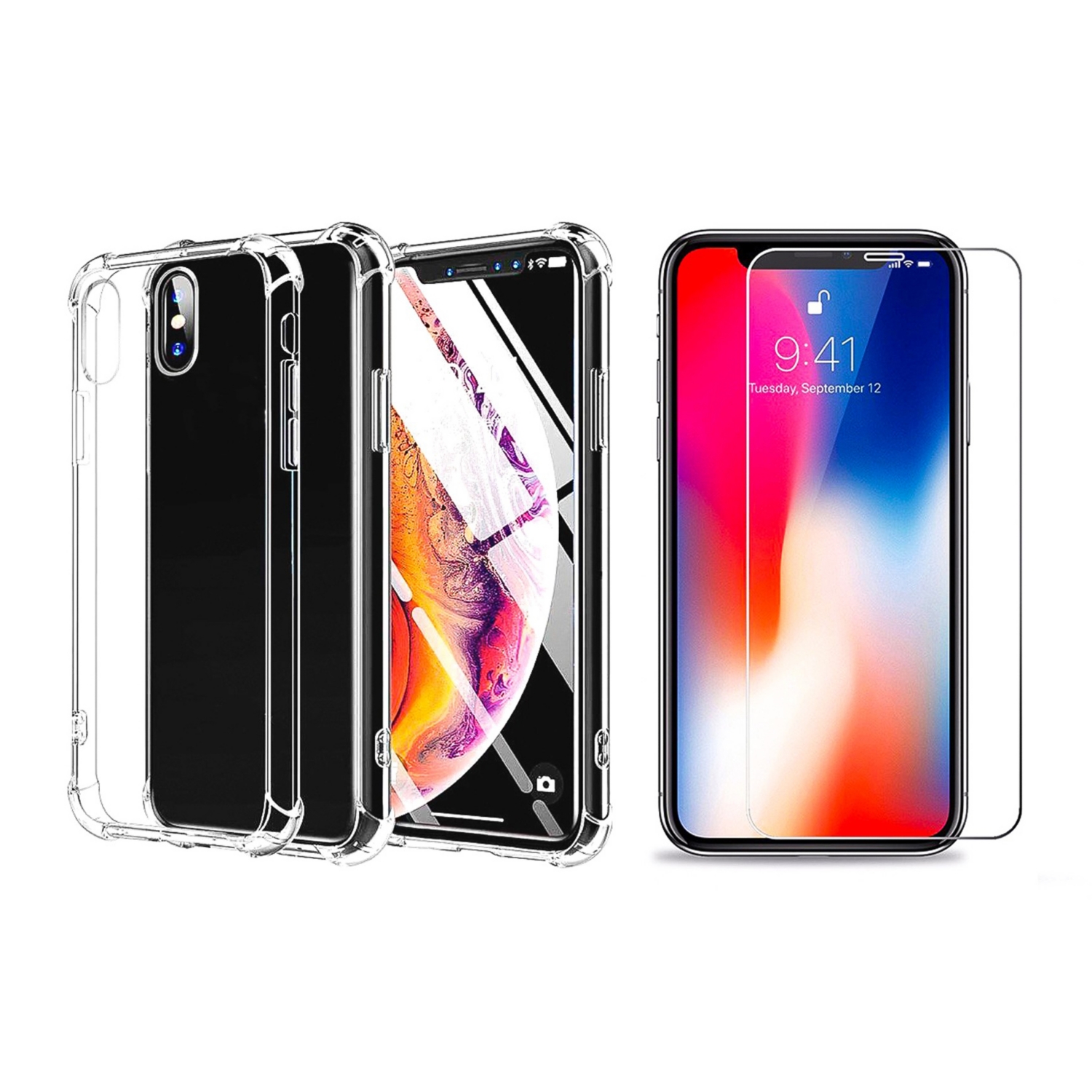 Foto 2 pulgar | Funda + Protector de Pantalla de Lámina de Vidrio para iPhone X - Venta Internacional