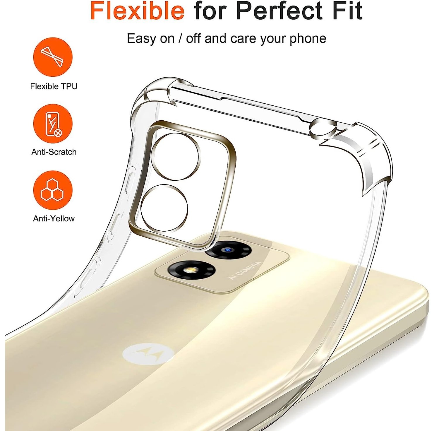 Foto 2 | Funda Motorola E13 Gel TPU Transparente Gel Duro - Venta Internacional