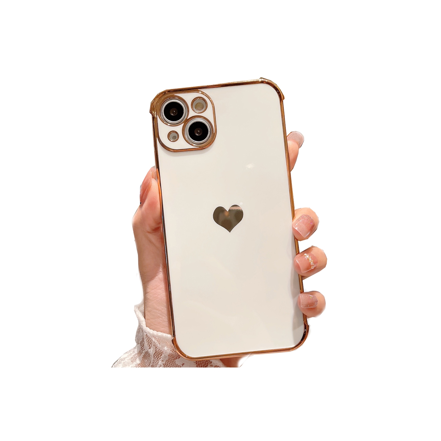 Foto 1 | Funda de Teléfono con Forma de Corazón para iPhone 13 Blanca TPU Protección Total - Venta Internacional