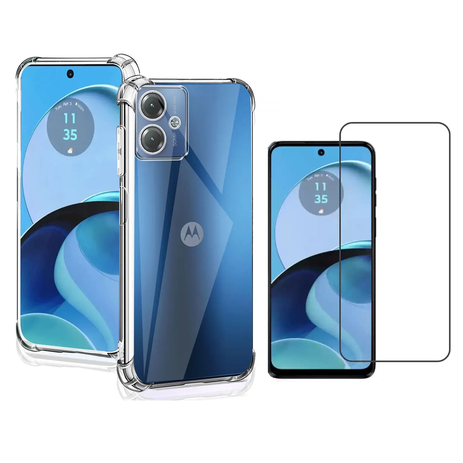 Funda de Teléfono y Protector de Pantalla de Vidrio Templado para Moto G14 - Venta Internacional