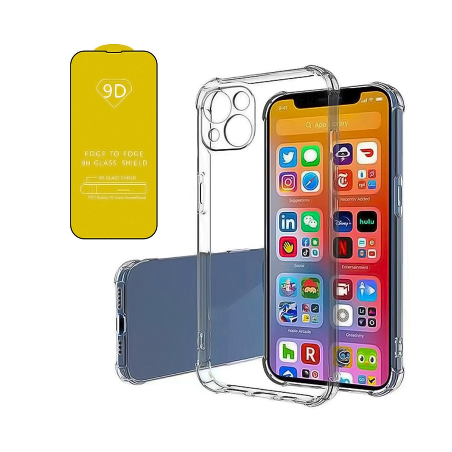 Foto 2 pulgar | Funda más Lámina Completa de Cristal de Mica para iPhone 13 Transparente - Venta Internacional