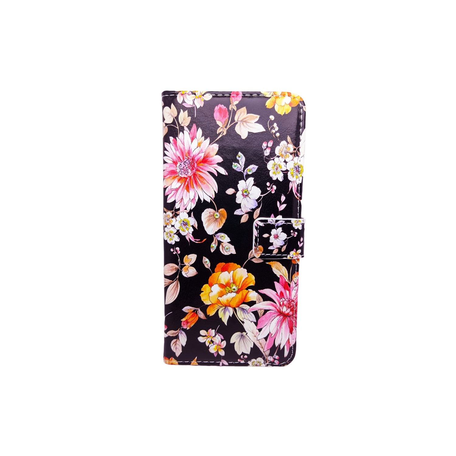 Funda con Tapa para Honor X8 Diseño de Flores Negras - Venta Internacional