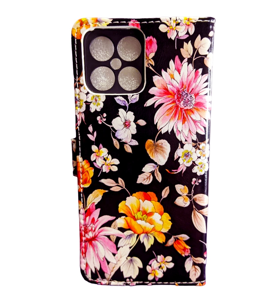 Foto 3 pulgar | Funda con Tapa para Honor X8 Diseño de Flores Negras - Venta Internacional