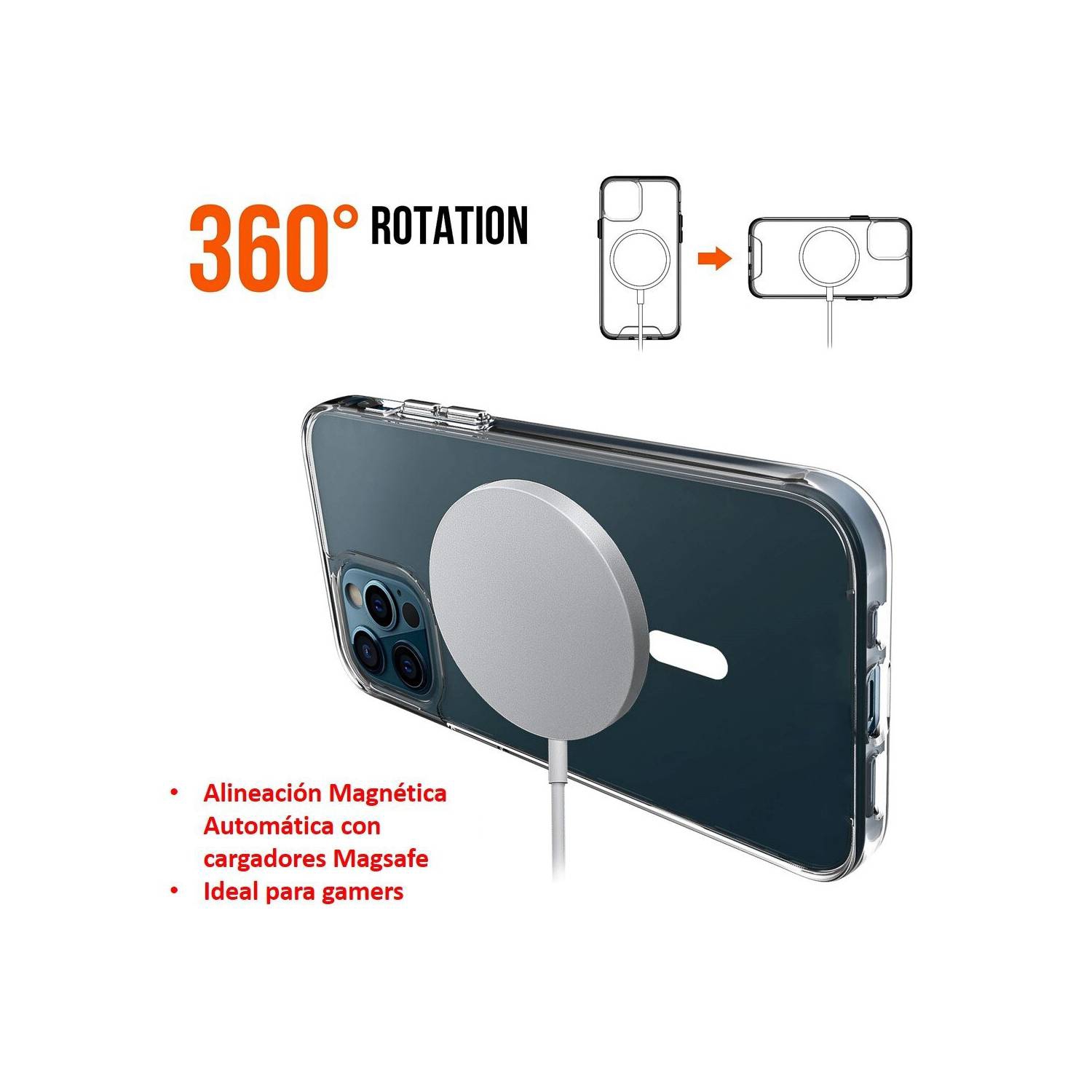 Foto 5 pulgar | Funda Magnética para iPhone 13 Pro Max Magsafe Transparente - Venta Internacional