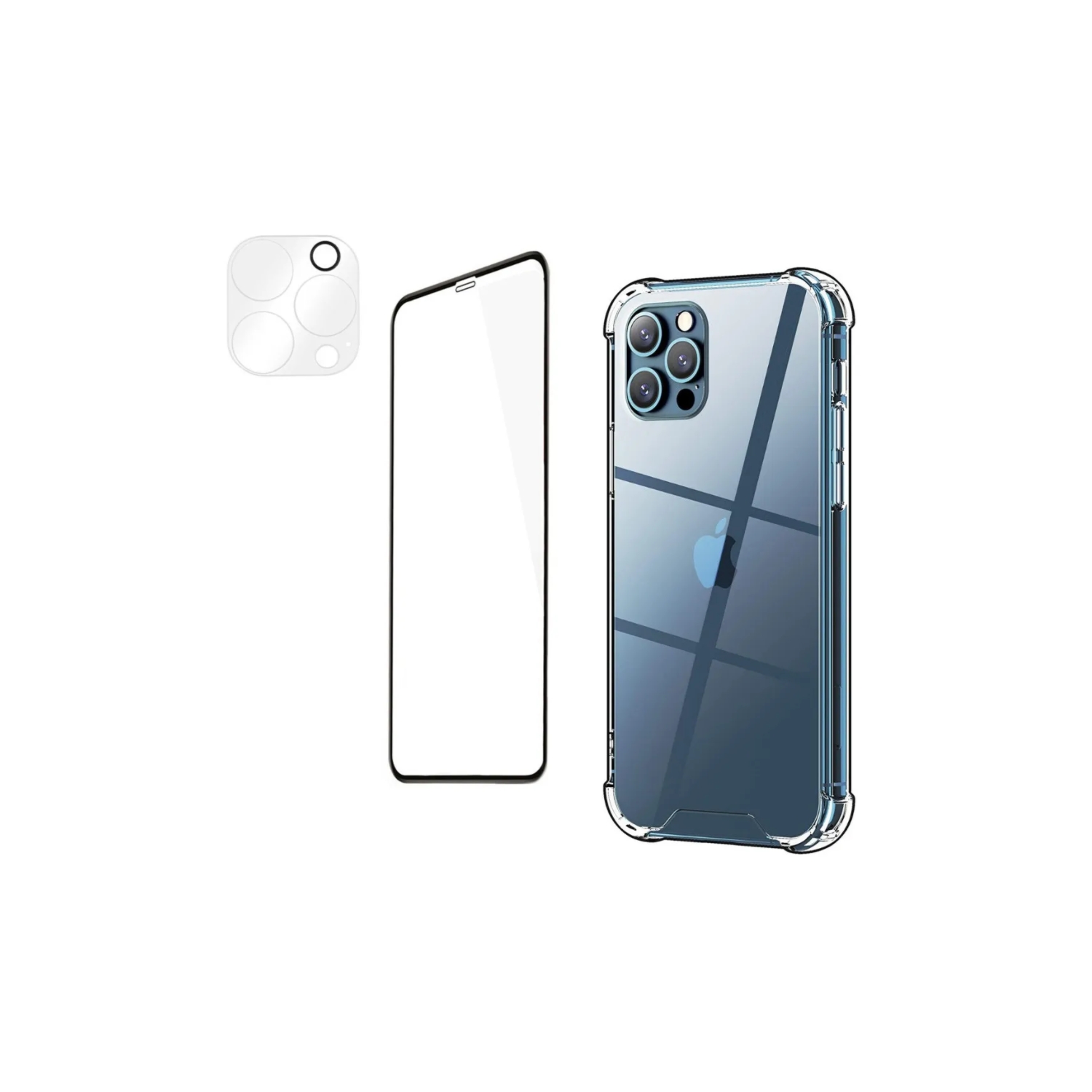 Foto 2 pulgar | Kit De Funda Para iPhone 11 A Prueba De Golpes Transparente Película Y Cristal - Venta Internacional