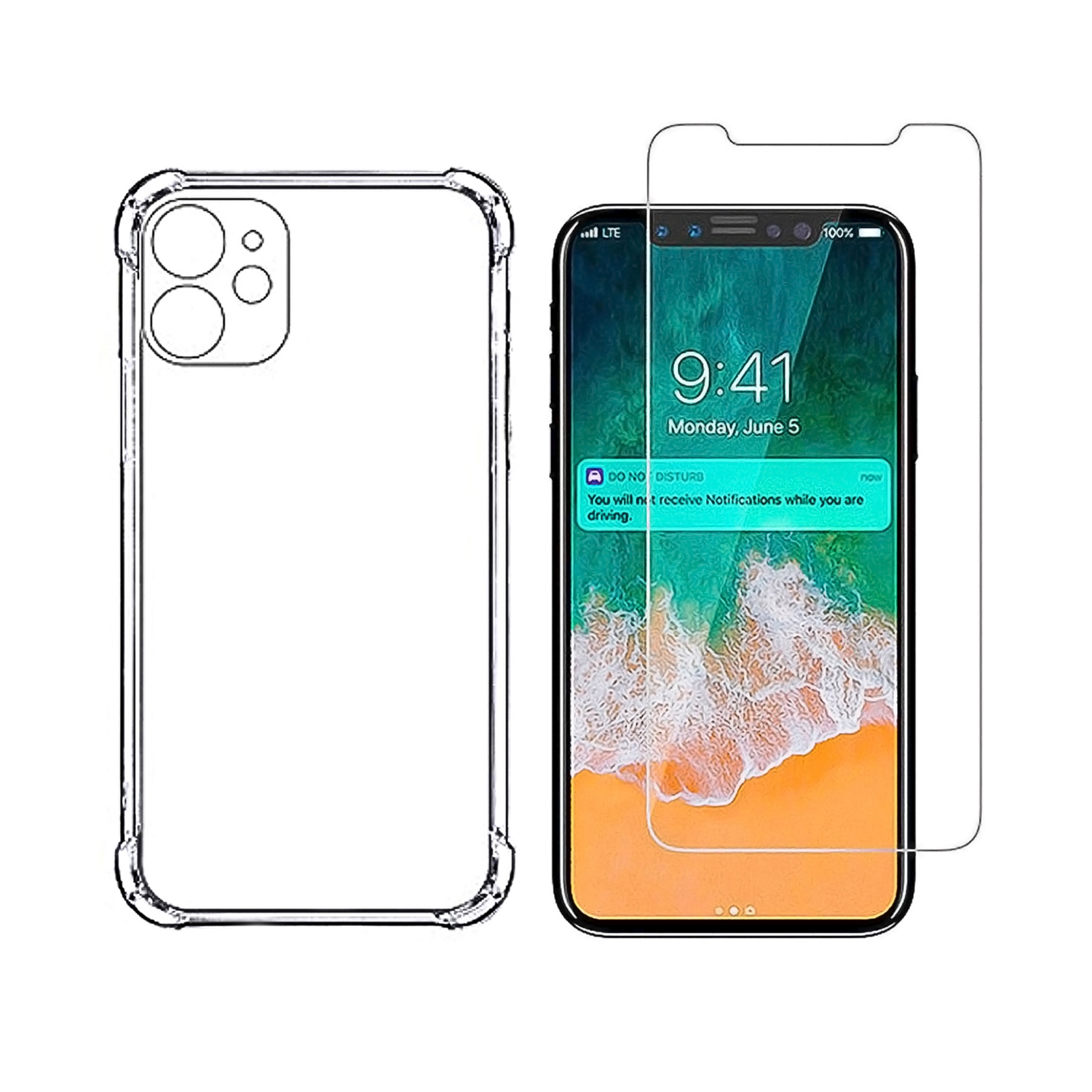 Funda + Protector de Pantalla de Cristal para IPhone 11 Transparente - Venta Internacional