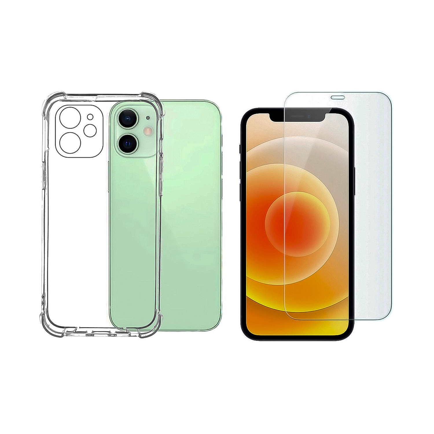 Funda con Lámina de Mica de Vidrio para iPhone 12 Antichoque - Venta Internacional