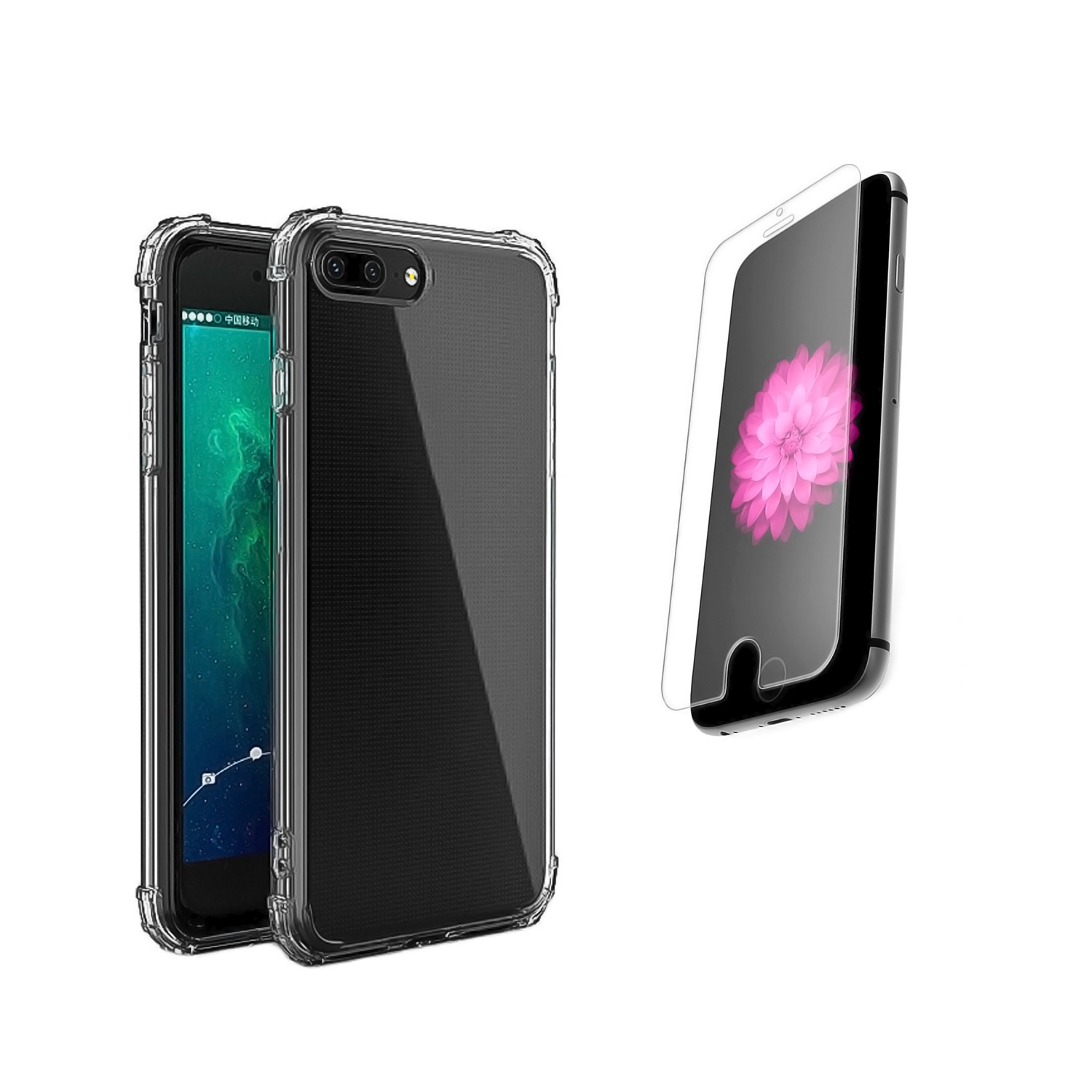 Funda Con Lámina De Cristal Para iPhone 7 Plus Reforzada Transparente - Venta Internacional