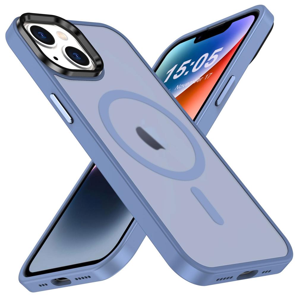 Foto 2 pulgar | Funda Tekku Matte Style Para Iphone 15 Plus Trans Azul Compatible Con Magsafe