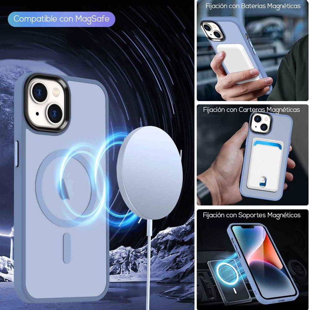 Foto 4 pulgar | Funda Tekku Matte Style Para Iphone 15 Plus Trans Azul Compatible Con Magsafe