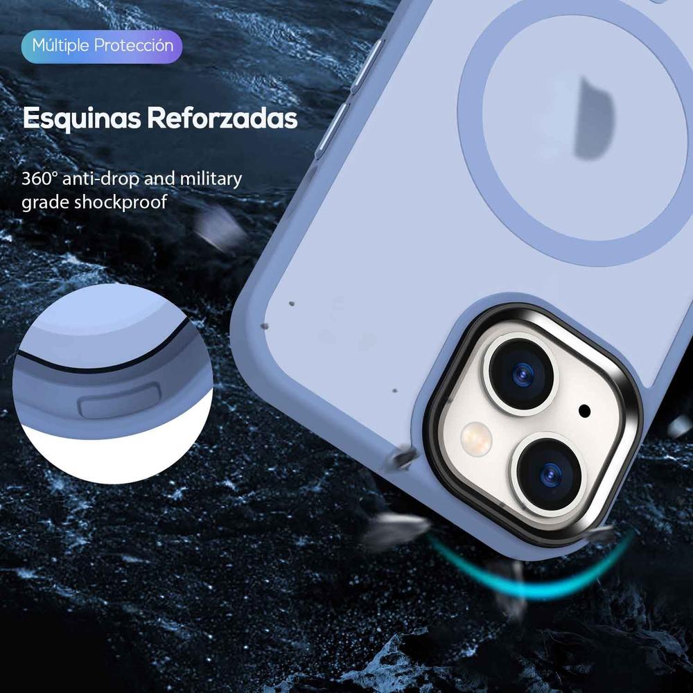 Foto 5 pulgar | Funda Tekku Matte Style Para Iphone 15 Plus Trans Azul Compatible Con Magsafe