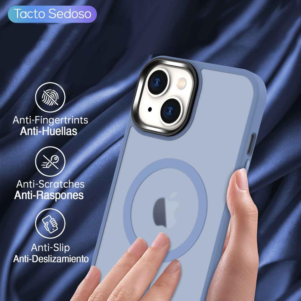 Foto 7 pulgar | Funda Tekku Matte Style Para Iphone 15 Plus Trans Azul Compatible Con Magsafe