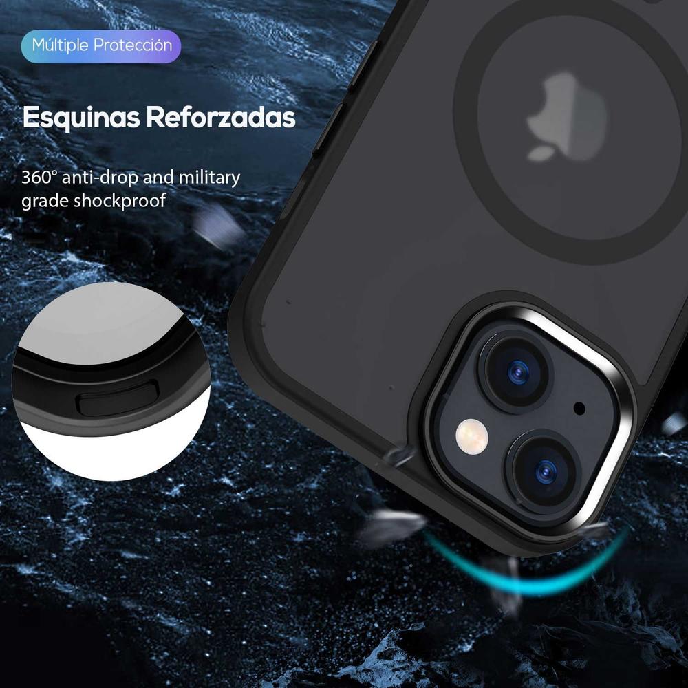 Foto 4 pulgar | Funda Tekku Matte Style Para Iphone 15 Plus Trans Negra Compatible Con Magsafe