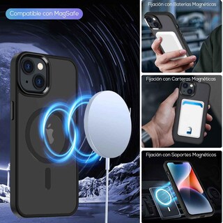 Foto 5 | Funda Tekku Matte Style Para Iphone 15 Plus Trans Negra Compatible Con Magsafe