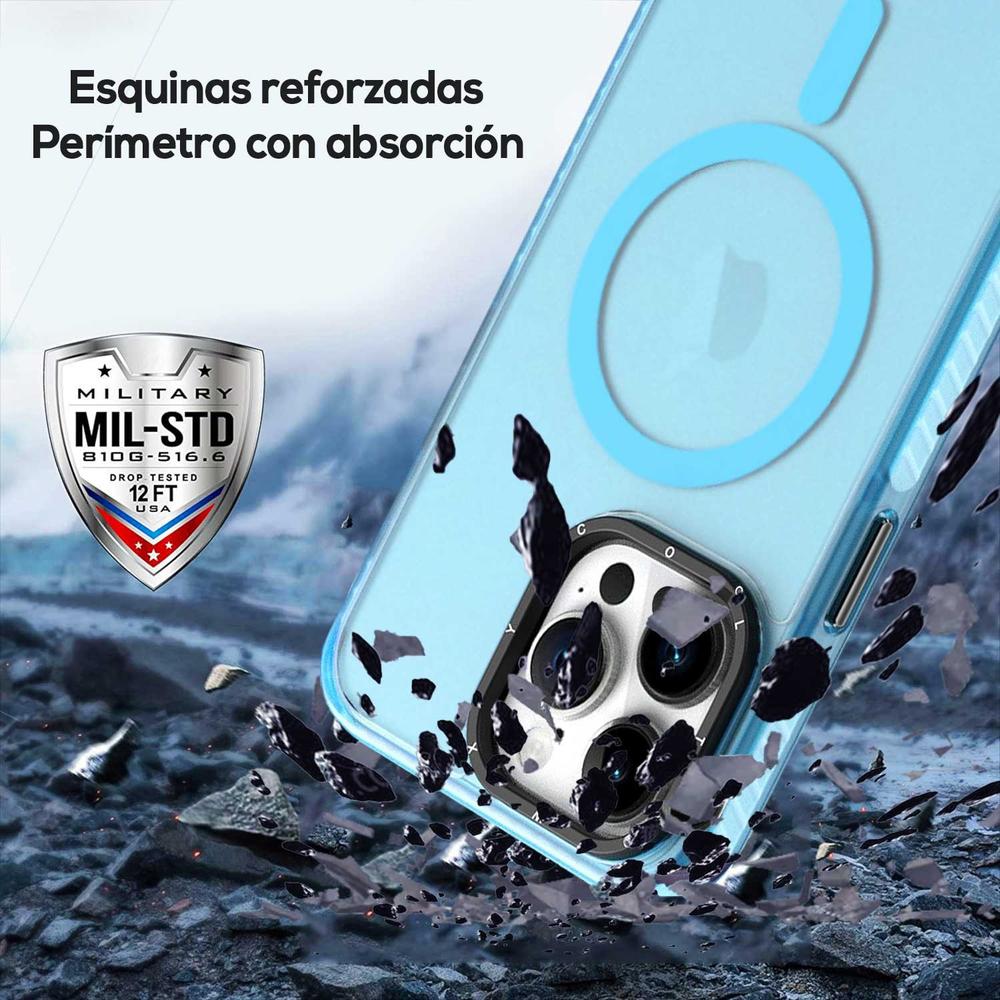 Foto 4 pulgar | Funda Tekku Matte Color Para Iphone 15 Pro Trans Azul Compatible Con Magsafe