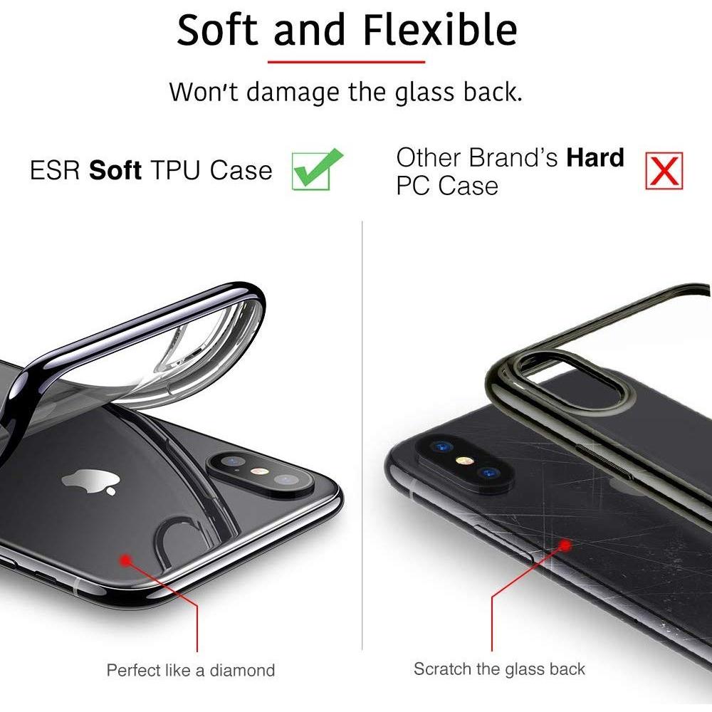 Foto 7 pulgar | Funda Esr Essential Slim Delgada Para Iphone Xs Max Transp Borde Negro