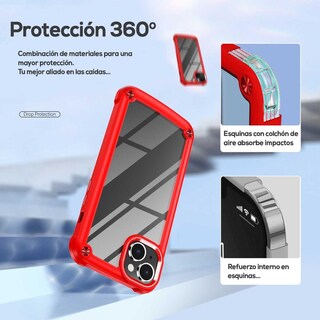 Foto 4 | Funda Tekku Shock Hardshell Para Iphone 15 Roja Transparente