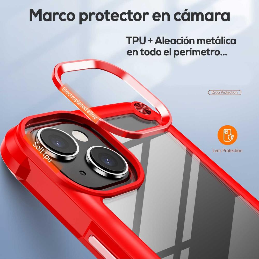 Foto 5 | Funda Tekku Shock Hardshell Para Iphone 15 Roja Transparente