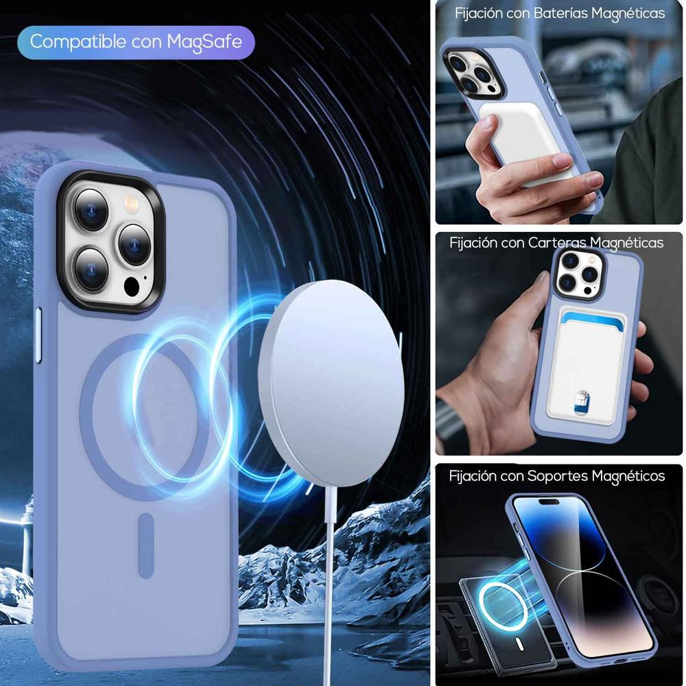 Foto 5 pulgar | Funda Tekku Matte Style Para Iphone 15 Pro Trans Azul Compatible Con Magsafe