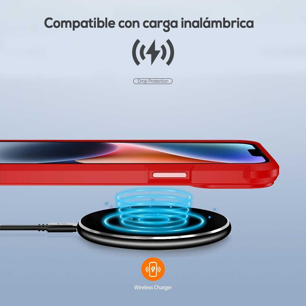 Foto 7 pulgar | Funda Tekku Shock Hardshell Para Iphone 15 Pro Max Roja Transparente