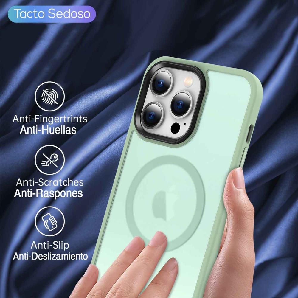 Foto 4 pulgar | Funda Tekku Matte Style Para Iphone 15 Pro Max Trans Verde Compatible Con Magsafe