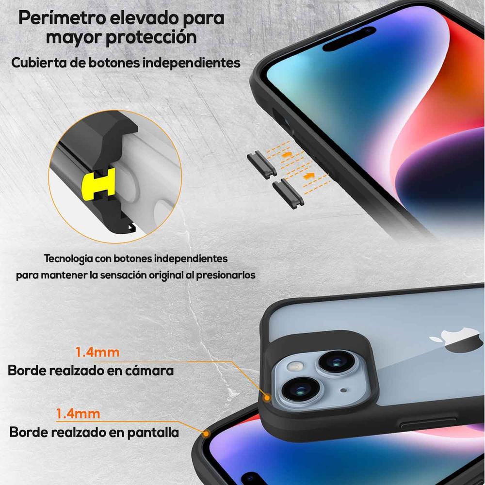 Foto 6 pulgar | Funda Tekku Combat Para Iphone 15 Negra Transparente