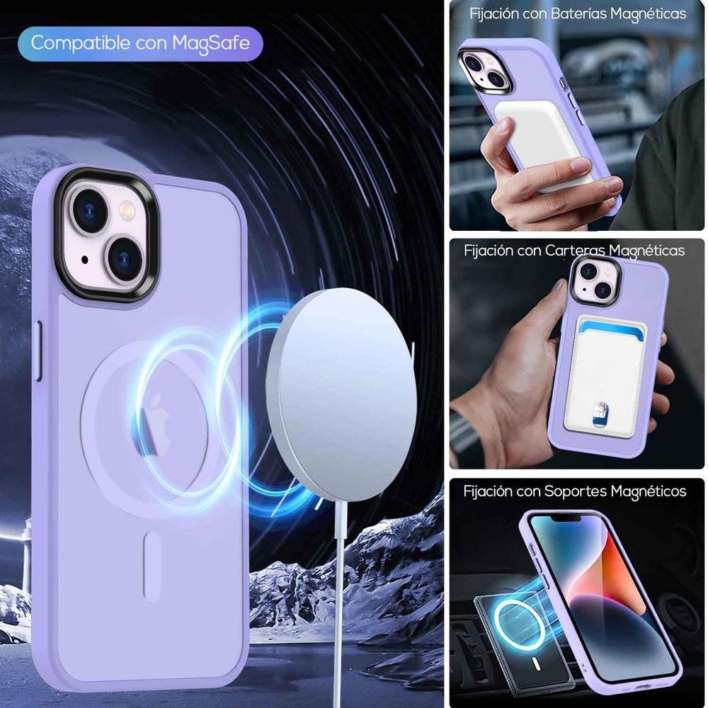 Foto 4 pulgar | Funda Tekku Matte Style Para Iphone 15 Plus Trans Violeta Compatible Con Magsafe