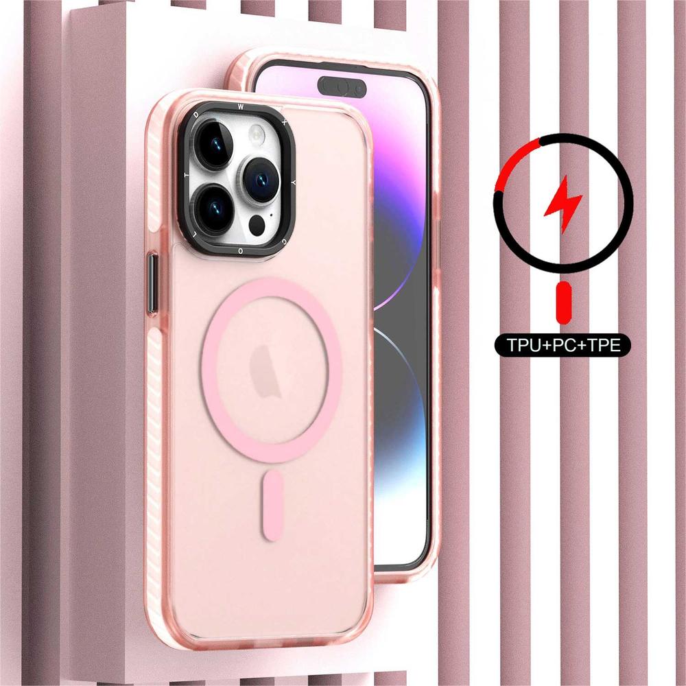 Foto 5 pulgar | Funda Tekku Matte Color Para Iphone 15 Pro Trans Rosa Compatible Con Magsafe