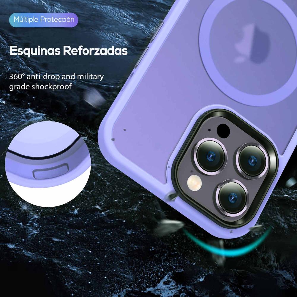 Foto 4 pulgar | Funda Tekku Matte Style Para Iphone 15 Pro Max Trans Violeta Compatible Con Magsafe
