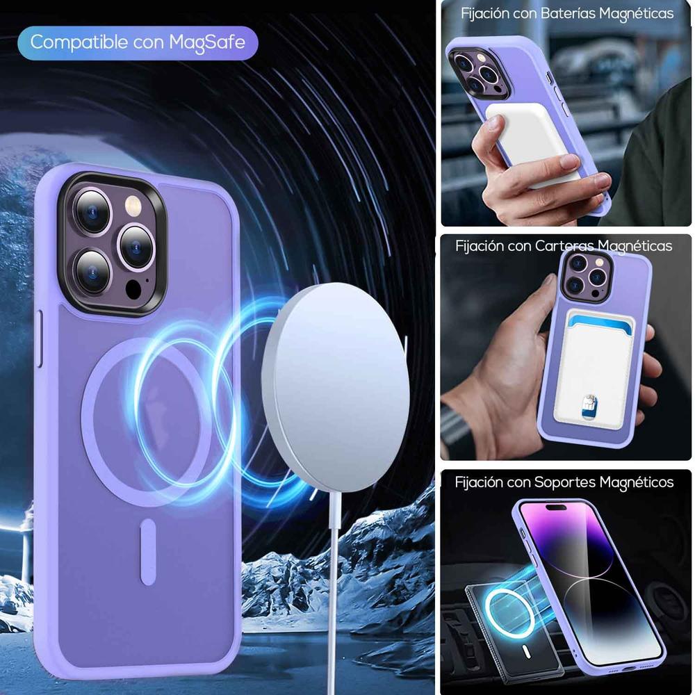 Foto 5 pulgar | Funda Tekku Matte Style Para Iphone 15 Pro Max Trans Violeta Compatible Con Magsafe