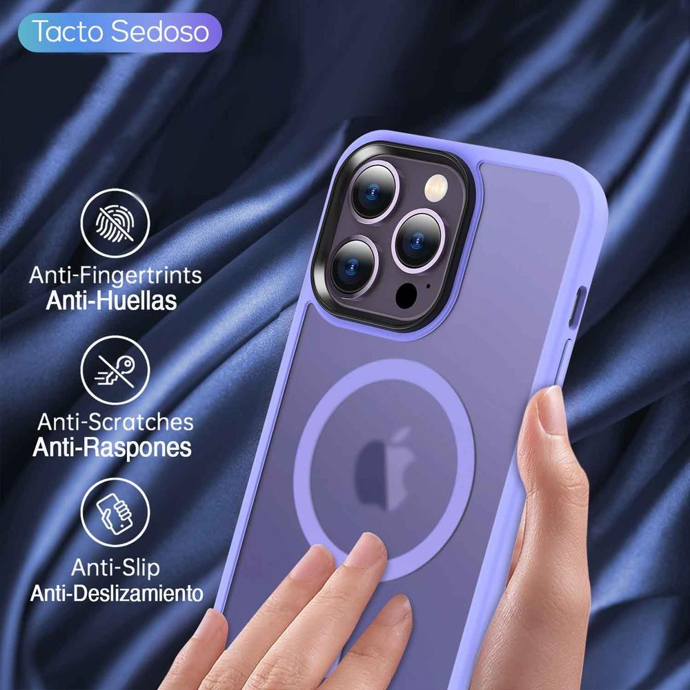 Foto 6 pulgar | Funda Tekku Matte Style Para Iphone 15 Pro Max Trans Violeta Compatible Con Magsafe