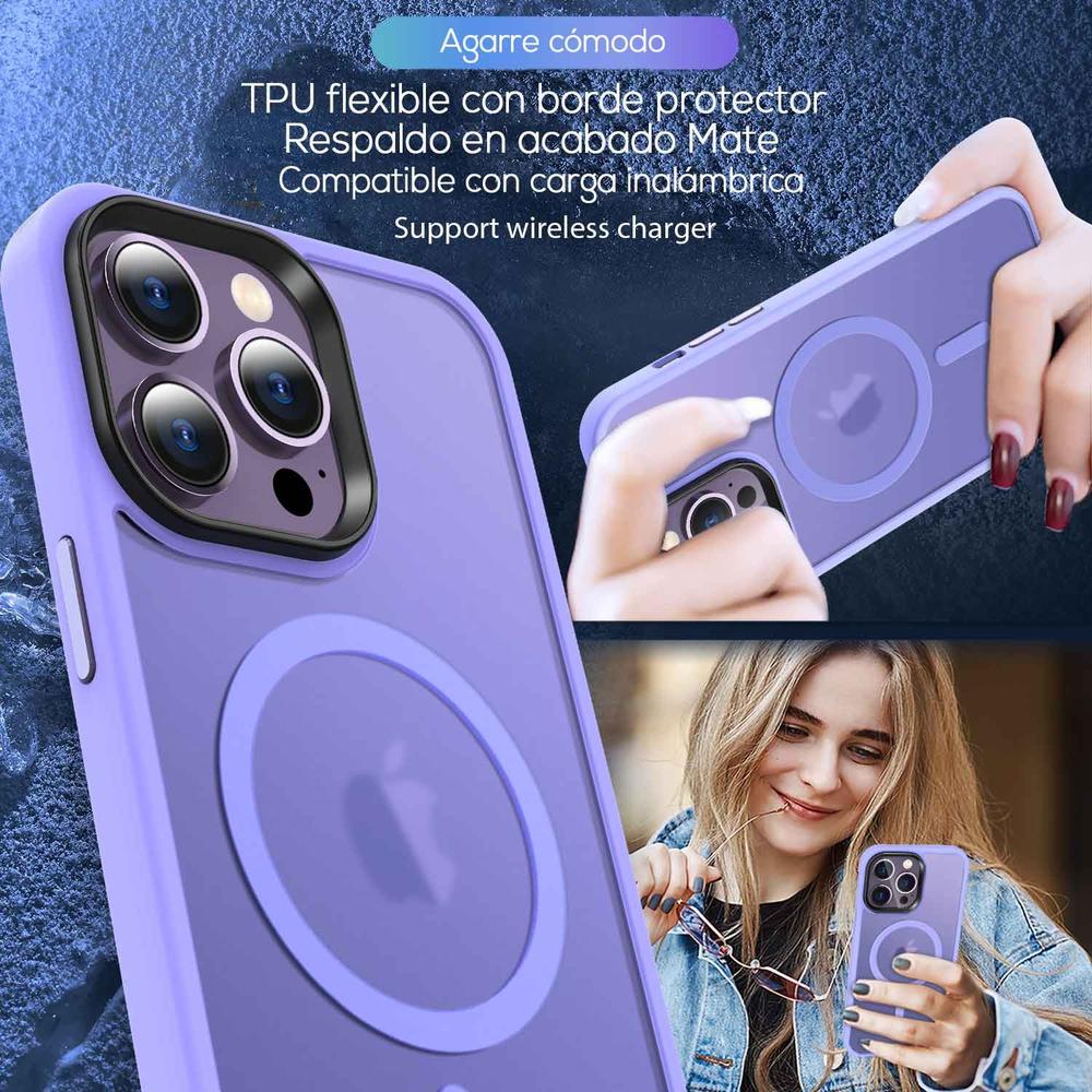 Foto 7 pulgar | Funda Tekku Matte Style Para Iphone 15 Pro Max Trans Violeta Compatible Con Magsafe