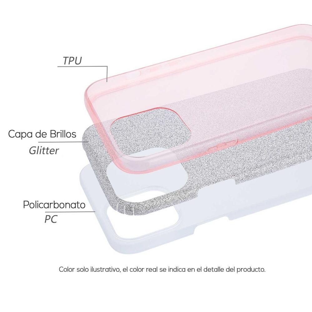 Foto 6 pulgar | Funda Tekku Tpu Doble Capa Brillos Para Iphone 15 Pro Max Oro Glitter