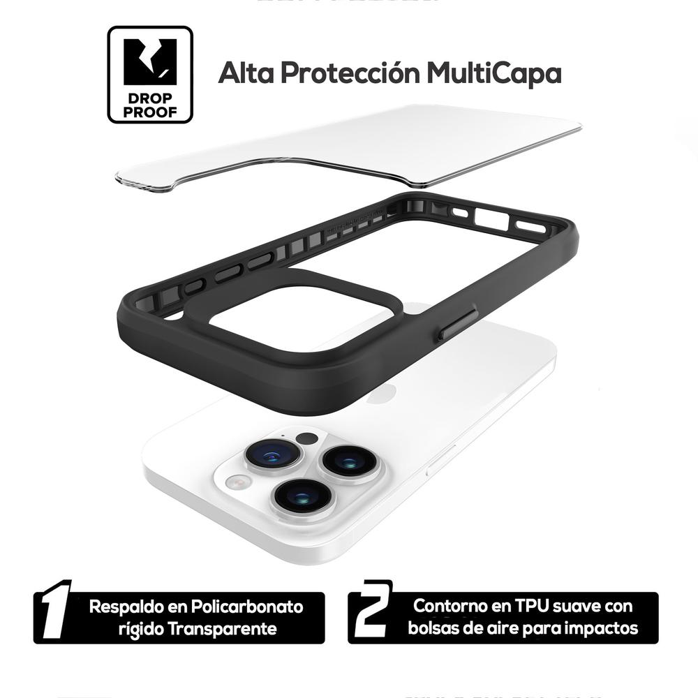 Foto 5 pulgar | Funda Tekku Combat Para Iphone 15 Pro Max Negra Transparente