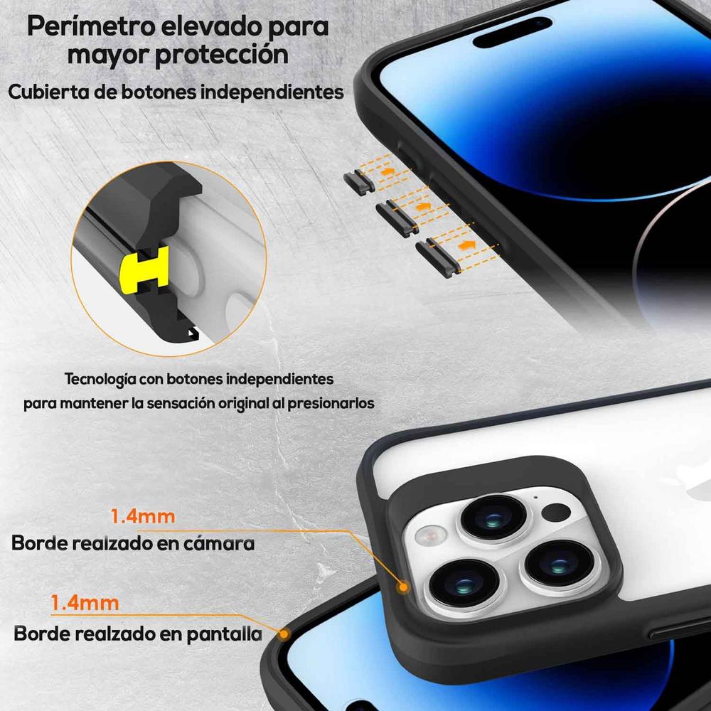 Foto 7 pulgar | Funda Tekku Combat Para Iphone 15 Pro Max Negra Transparente